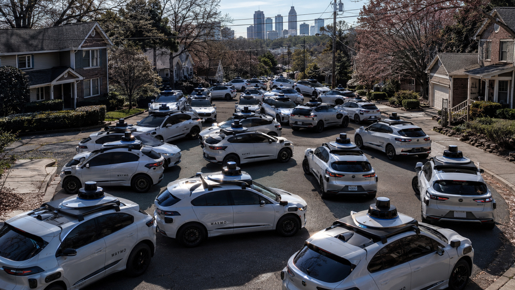 Mais de 40 carros autônomos da Waymo invadem ruas sem saída em Atlanta