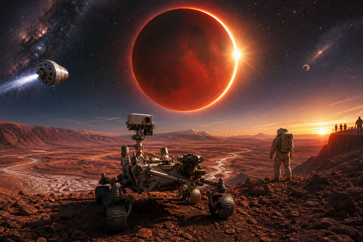 NASA explica 5 curiosidades que intrigam milhões de pessoas, da Lua vermelha nos eclipses aos rios antigos de Marte, passando pelos riscos de uma viagem humana ao planeta e pelo eclipse