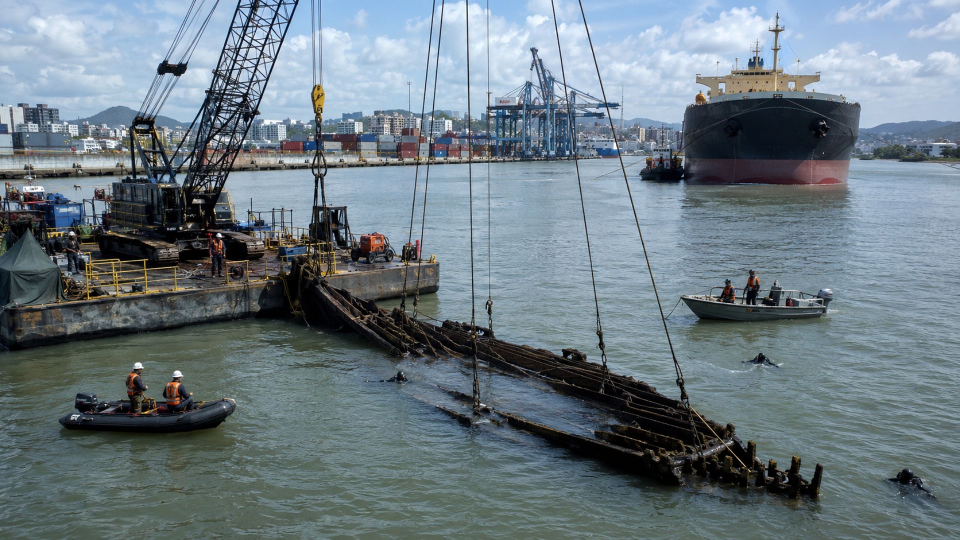 Navio Pallas no canal portuário do Porto de Itajaí pode sair em Santa Catarina para abrir passagem a embarcações maiores.