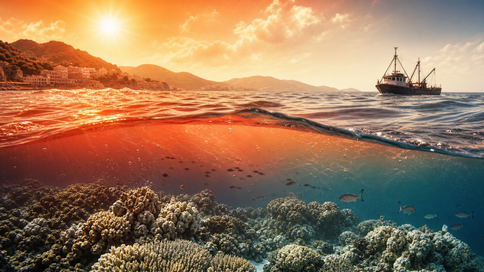 O Mediterrâneo está acumulando calor como uma panela fechada, ondas de calor marinhas ficam mais frequentes e intensas e pressionam corais, pescarias e ecossistemas em uma das bacias mais vulneráveis do planeta