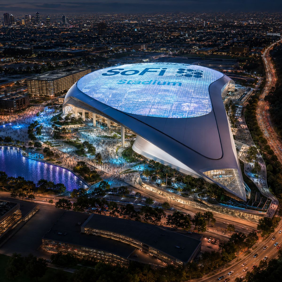 Estádio mais caro do mundo custou R$ 30 bi e recebe a Copa 2026. Telão de 110 m é maior que o campo e o teto projeta vídeos para aviões.