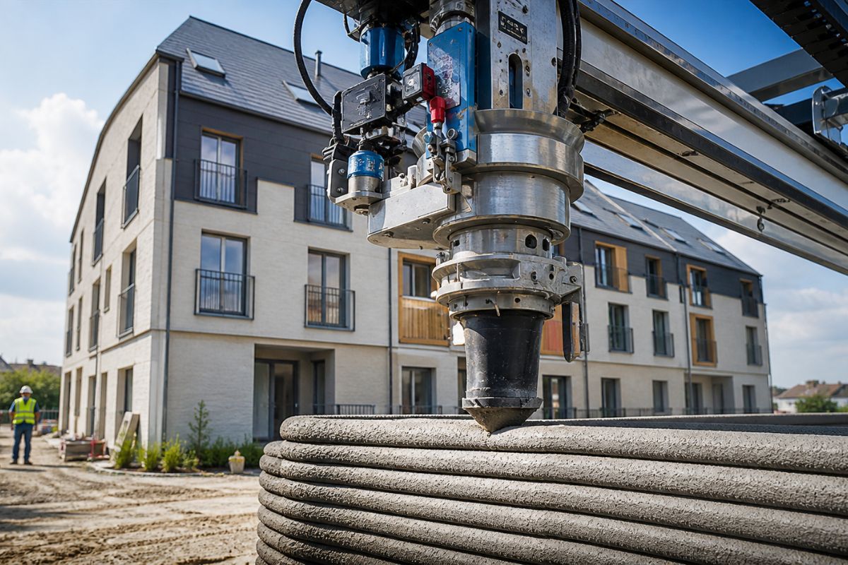 Parecia obra comum, mas saiu de uma impressora gigante na Europa, prédio impresso em 3D com 12 apartamentos sociais é concluído na França, com estrutura feita em 34 dias e (2)