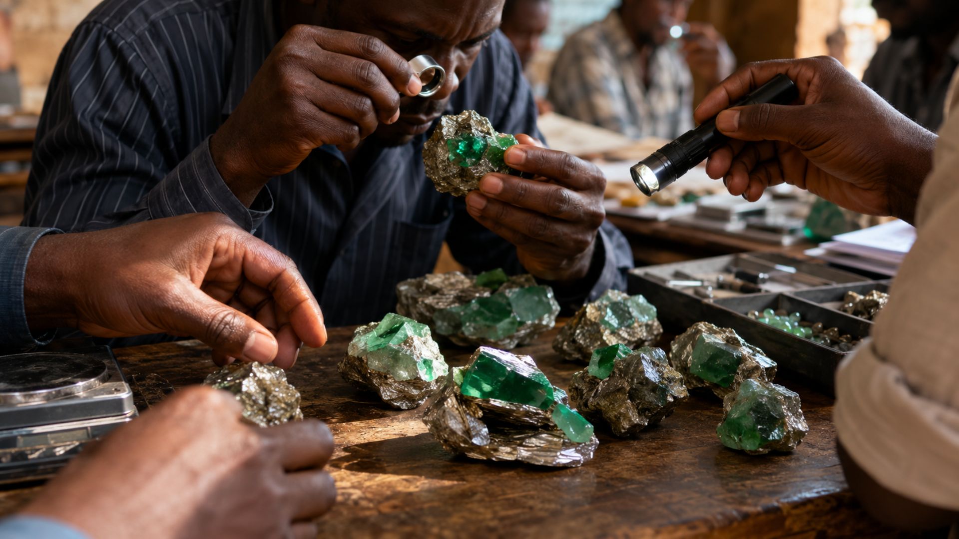 Esmeraldas falsas feitas de vidro verde colado em rocha de mica enganam compradores na Zâmbia e no mundo. Veja como funciona o golpe e como não cair nele.