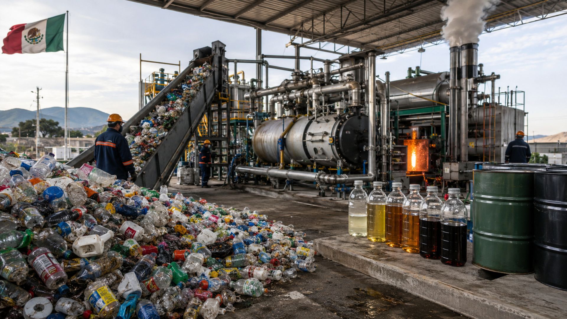 Plástico descartado vira gasolina, diesel e querosene no México com tecnologia da Petgas, mas debate questiona reciclagem real e queima mais limpa.