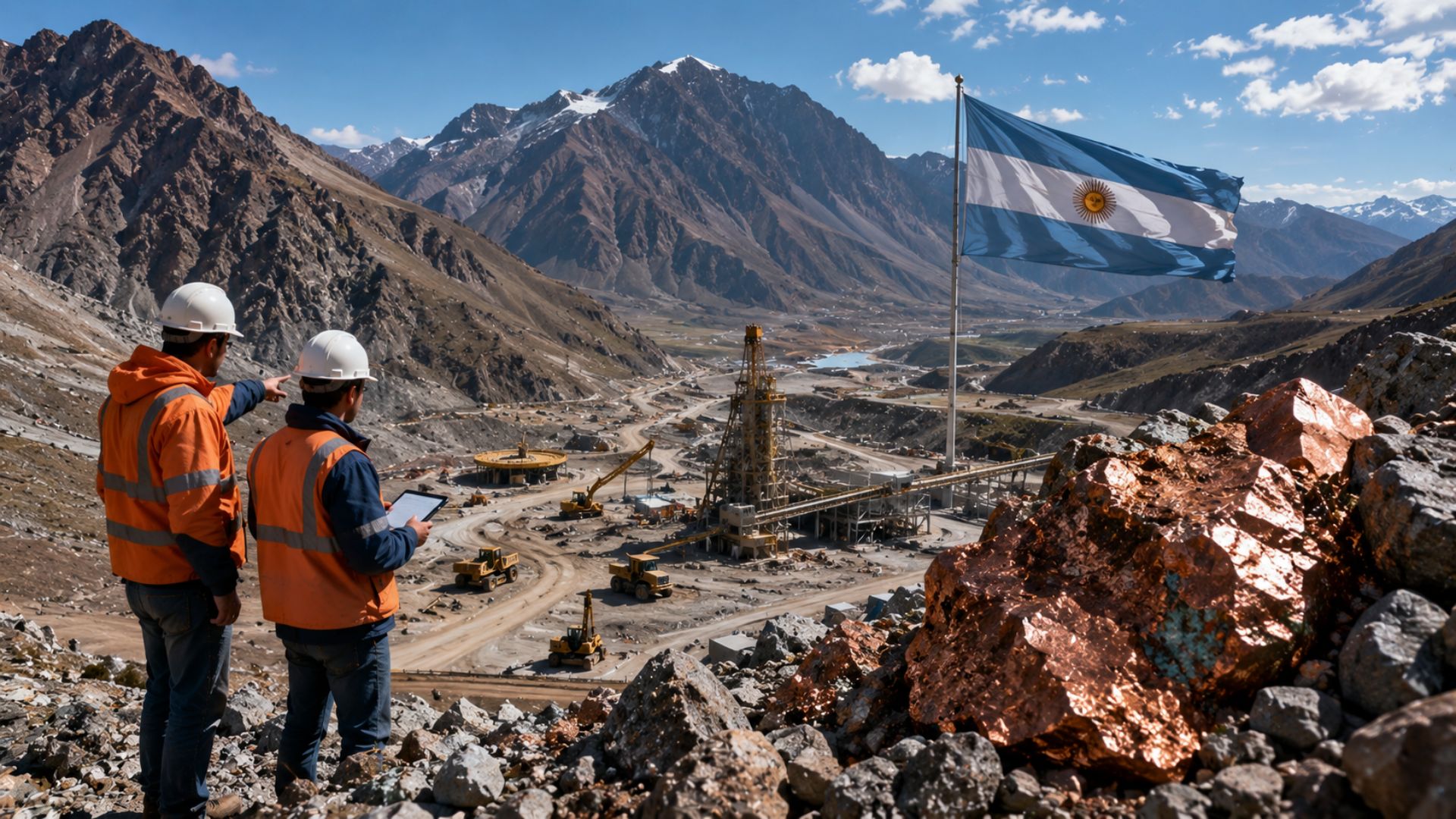 Sem produzir cobre em escala hoje, a Argentina quer virar um dos dez maiores produtores do mundo até 2035 com as jazidas dos Andes e incentivos do governo Milei.