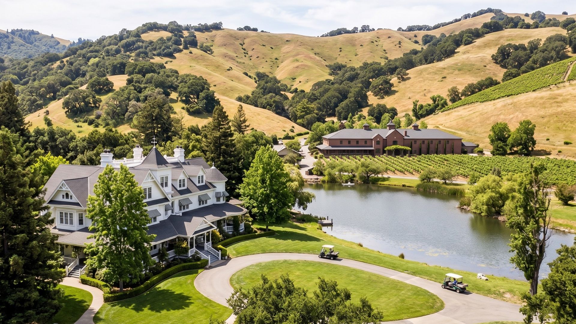 Skywalker Ranch tem 4.700 acres, casa de 50.000 pés², estúdios de som, biblioteca e lago artificial na Califórnia.