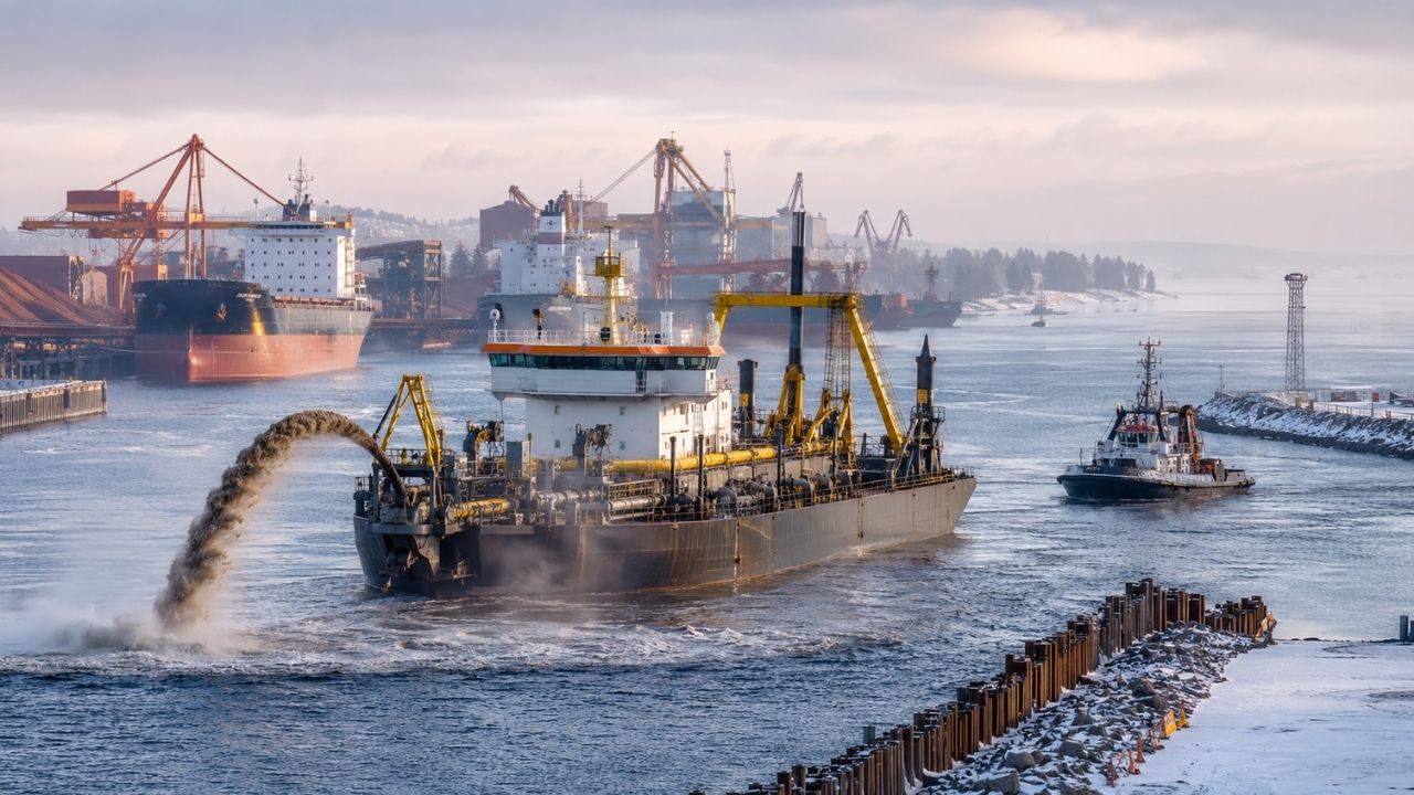 Suécia retoma em Luleå a maior dragagem de sua era moderna e vai remover 22 milhões de m³ para tirar o porto do limite de 50 mil toneladas, abrir caminho a navios de 160 mil (2)