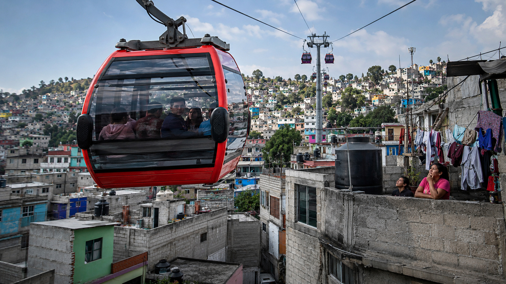 Transporte público criado para ajudar bairros altos da Cidade do México passa perto demais de casas, invade a rotina de moradores e levanta alerta sobre privacidade no transporte aéreo