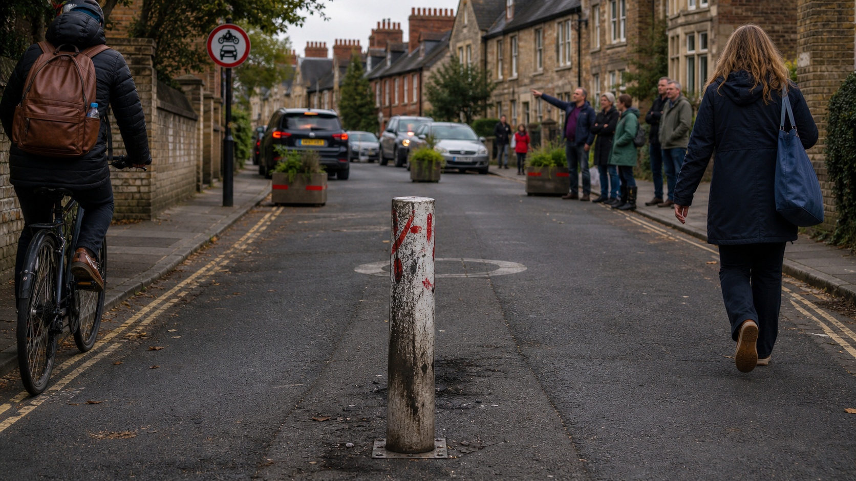 Um poste em Oxford virou símbolo de conflito urbano após bloqueios contra carros em ruas residenciais