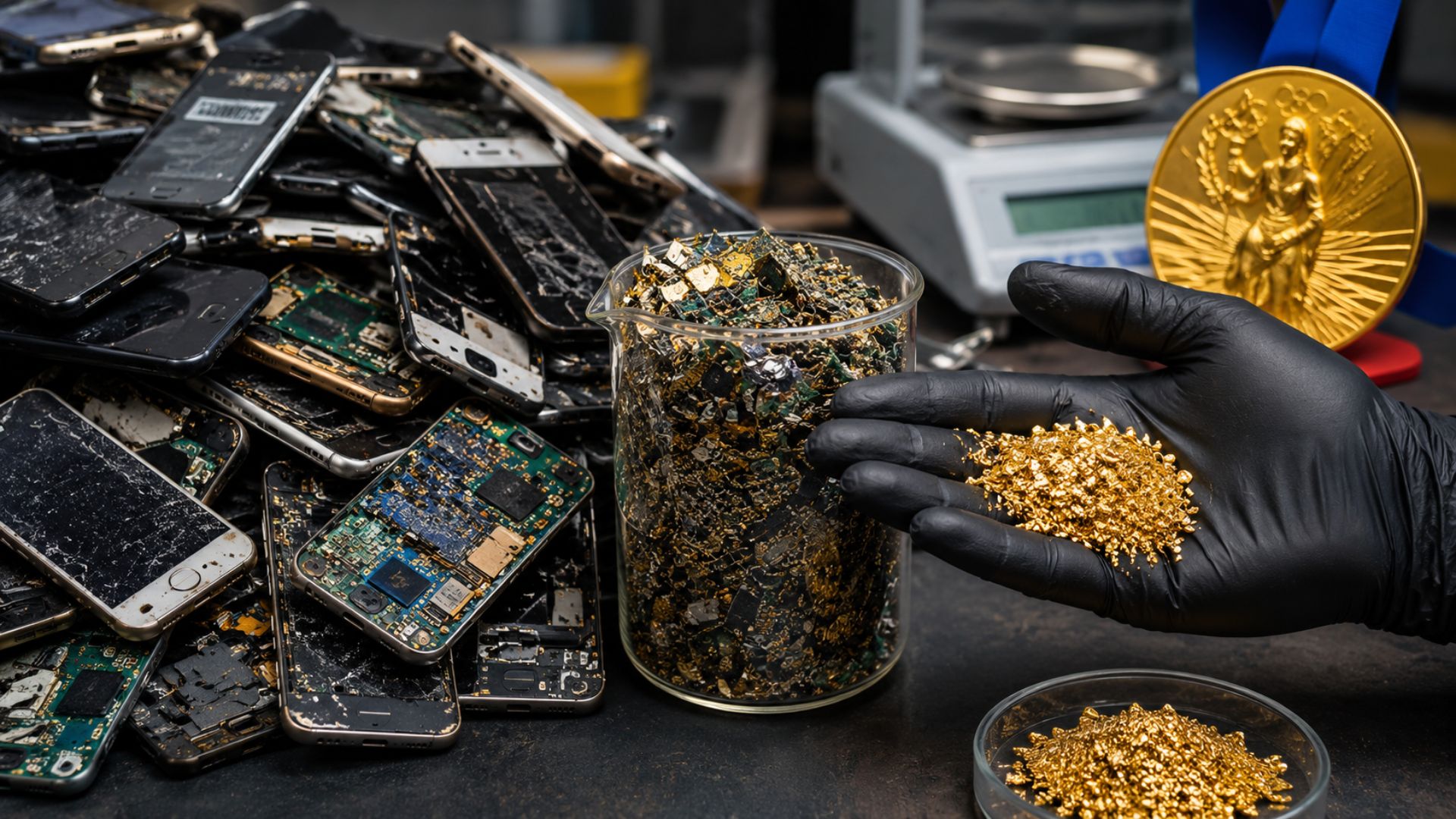 Uma tonelada de celulares pode ter até 800 vezes mais ouro que o minério de mina, segundo a ONU. É a mineração urbana, que já virou medalha olímpica em Tóquio.