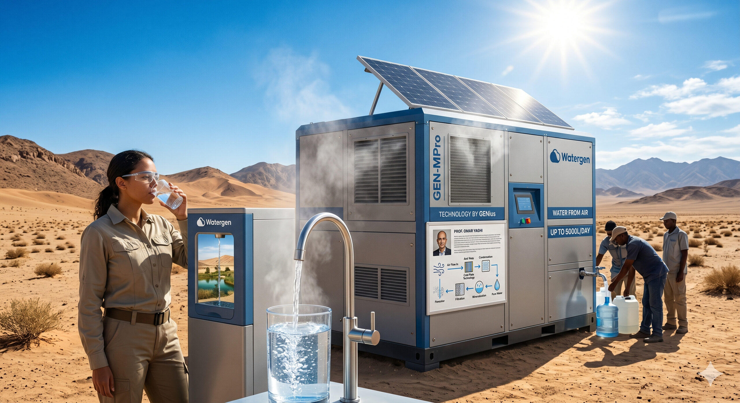 Enquanto usinas gastam energia de cidades inteiras para tirar água do mar, empresa espalha máquinas que arrancam até 5 mil litros por dia do ar em seis continentes e quer levar essa tecnologia a desertos com menos de 20% de umidade