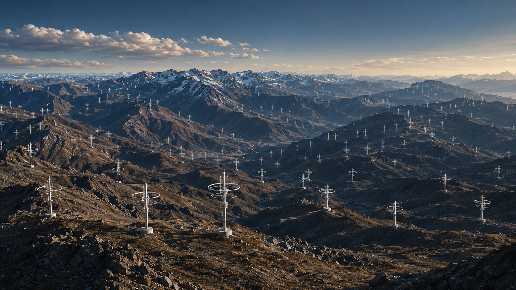200 mil antenas espalhadas por 200 mil km² podem transformar montanhas em uma armadilha planetária para neutrinos, raios cósmicos e partículas que chegam com energia impossível de reproduzir na Terra