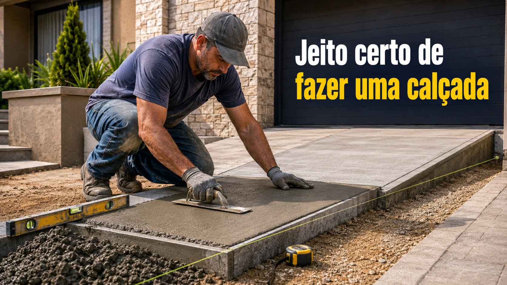Construção de calçada exige alinhamento, nível, concreto e compactação para evitar afundamentos, trincas e retrabalho.