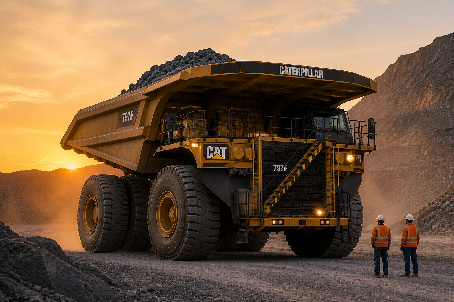 Caminhão de mineração 797F operando em mina a céu aberto