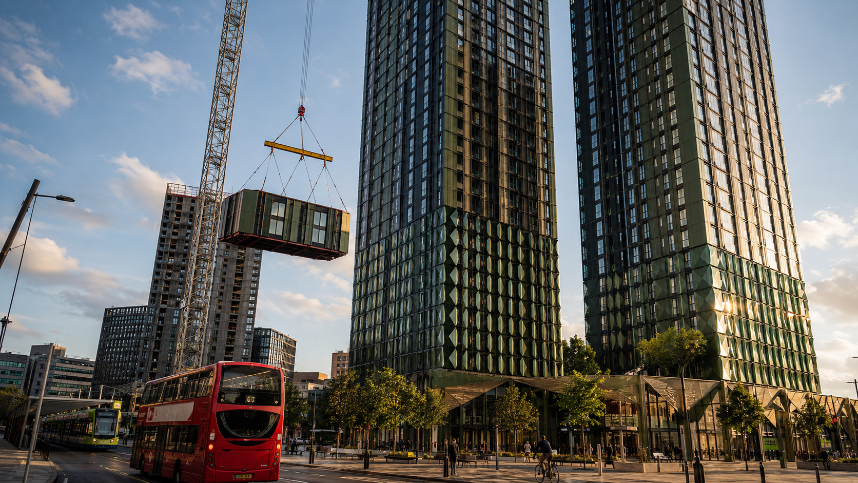 em Londres duas torres de 44 e 38 andares foram erguidas com mais de 1.500 módulos prontos e reduziram o prazo em 42%