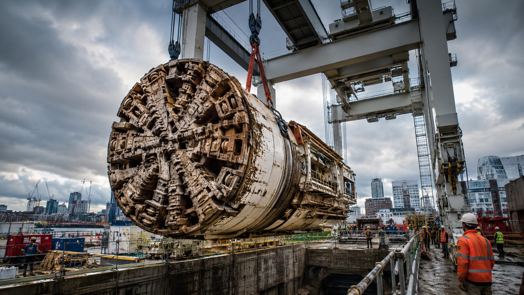 em Londres uma tuneladora gigante chamada Sushila cavou 8 km, completou 5 milhas no projeto HS2