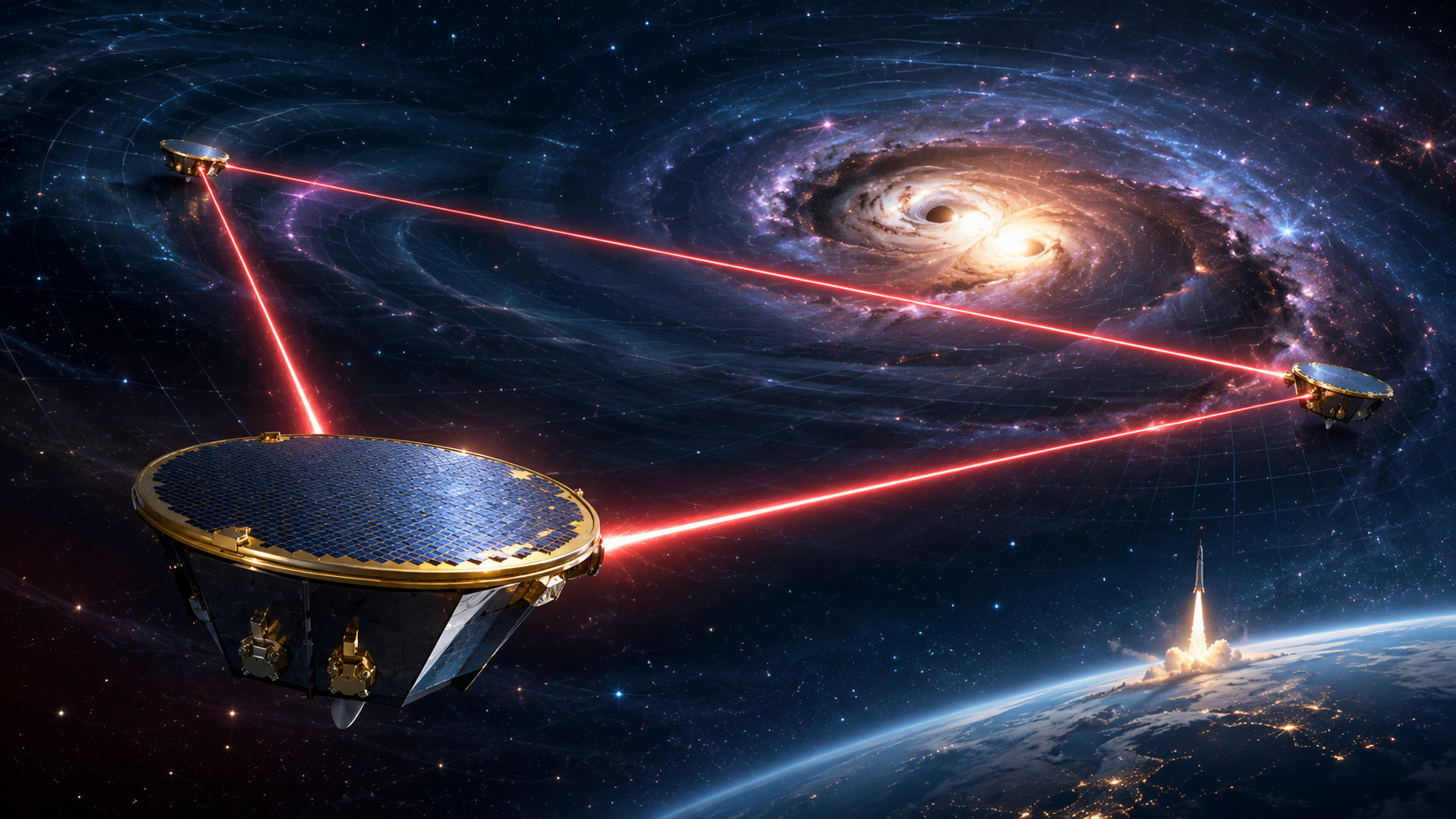 A ESA prepara o LISA, observatório espacial colossal com três naves formando um triângulo de 2,5 milhões de km