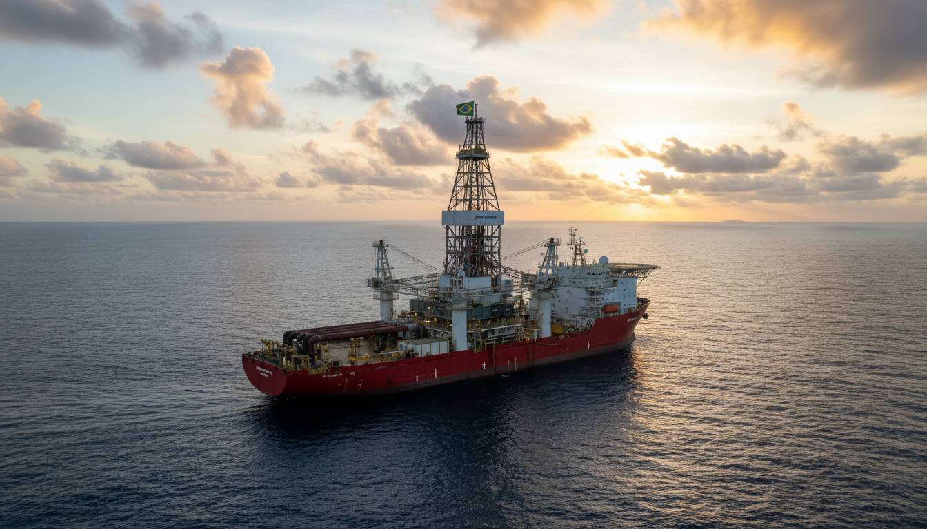 Sonda da Petrobras em operação no pré-sal brasileiro, paralelo ao projeto Kaskida da BP no Golfo do México