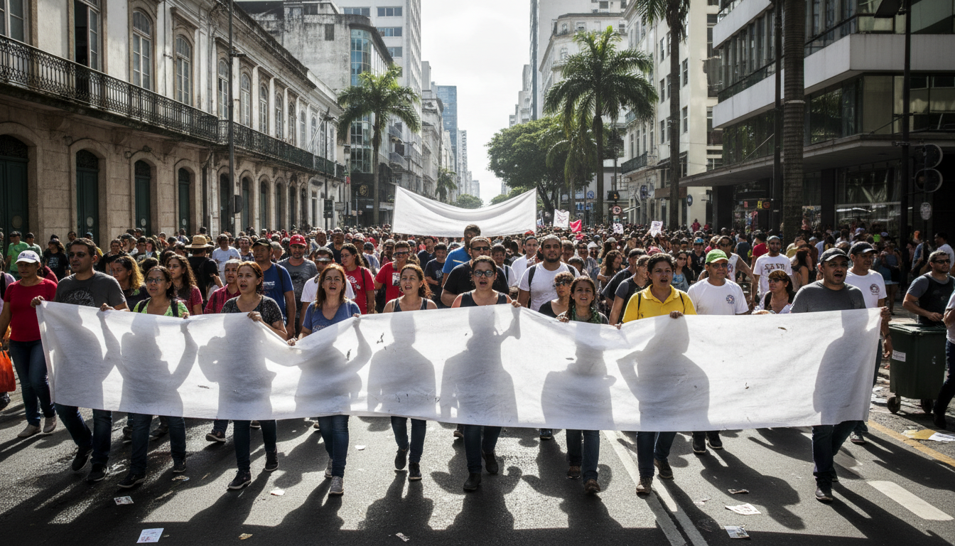 Manifestantes do MAB em ato pela regulamentação da PNAB no Brasil