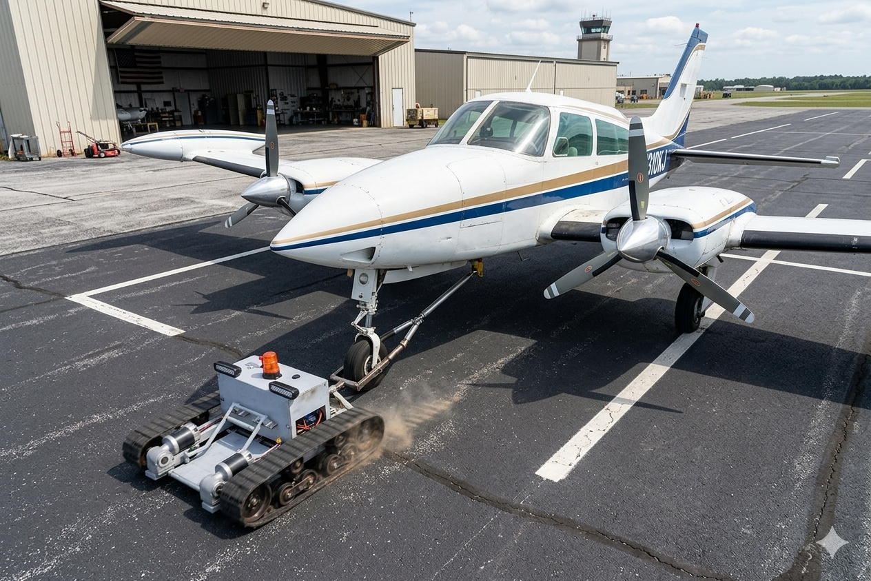 Duas baterias de cadeira de rodas, Arduino e Bluetooth transformaram sucata de garagem em um “mini trator” elétrico controlado por iphone capaz de puxar um avião bimotor de mais de 2,2 toneladas sem depender de rebocador profissional