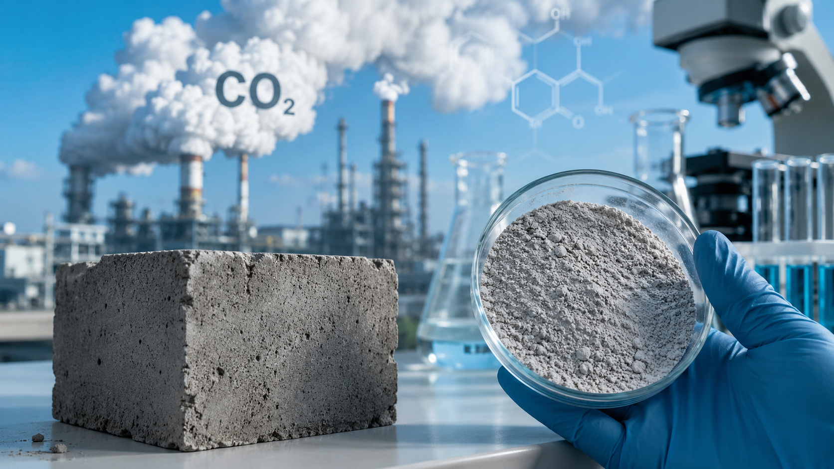 novo material criado por cientistas usa enzima para transformar CO₂ em minerais sólidos