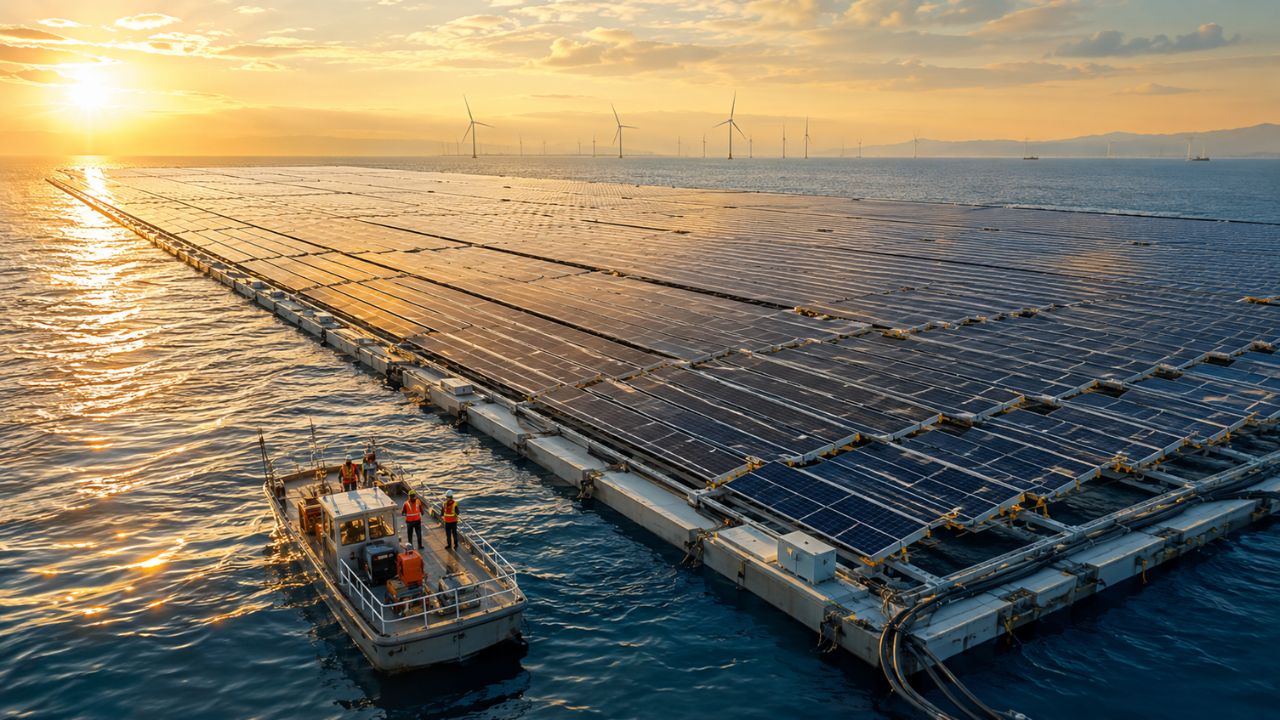 Estudo revela que sistemas de energia solar flutuantes no mar podem produzir até 12% mais eletricidade do que usinas em terra.
