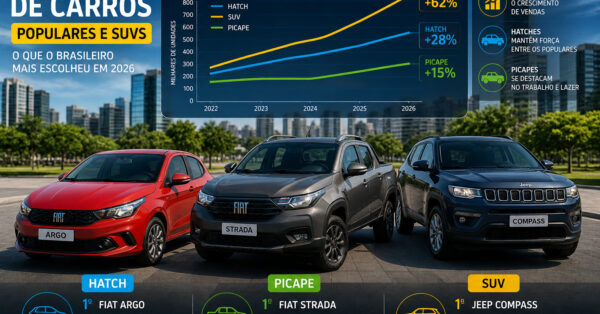 Comparação entre SUVs e carros populares mais vendidos no Brasil