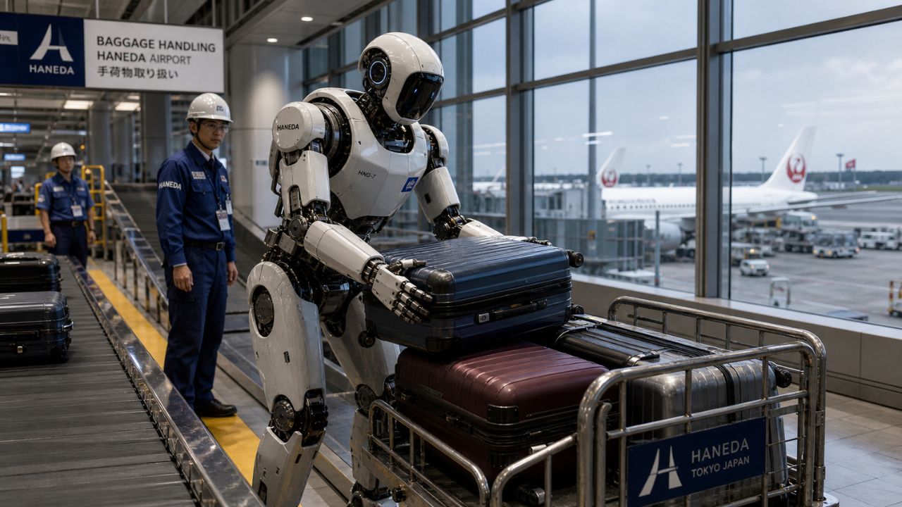 Robôs humanoides da Japan Airlines começam a operar em aeroporto de Tóquio para suprir falta de mão de obra no setor.