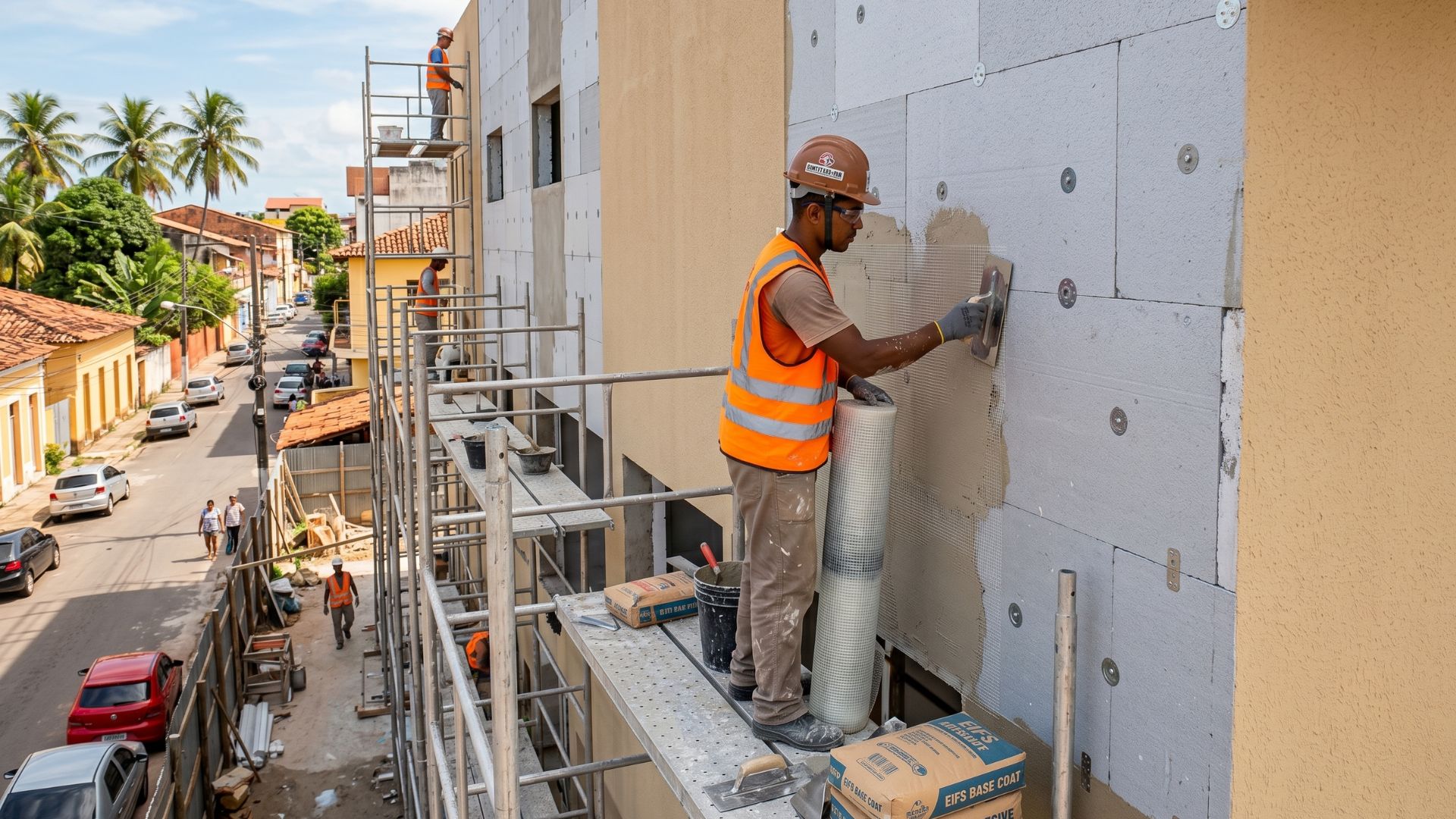Sistema EIFS usa placas isolantes na fachada para reduzir transferência de calor