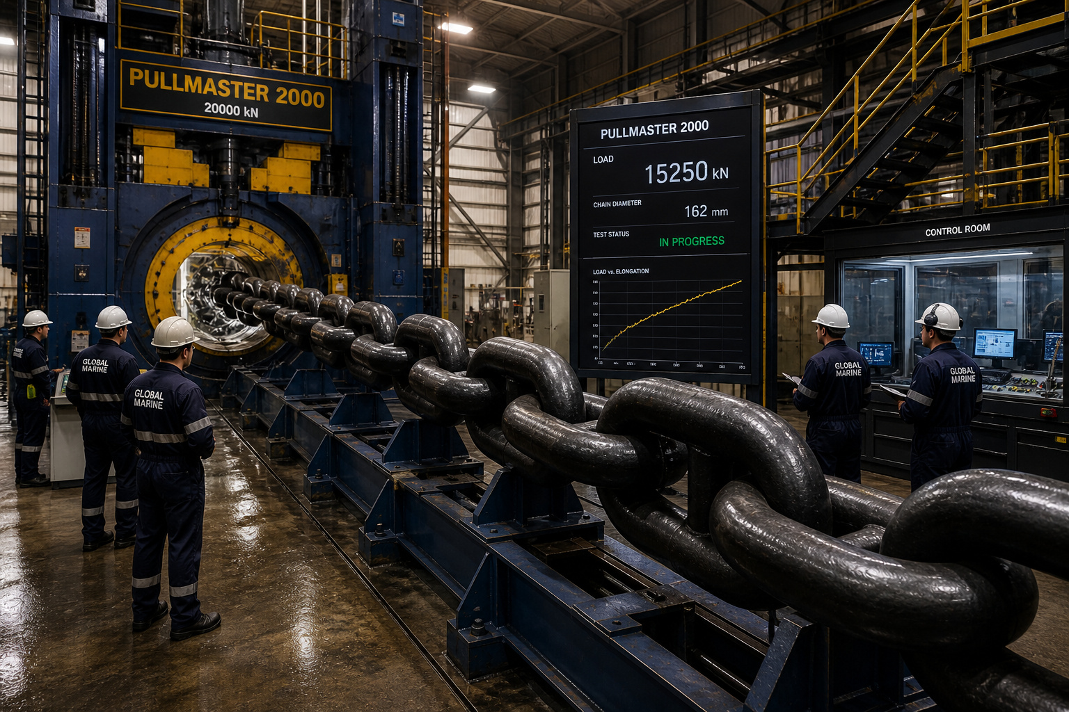 teste de resistência de corrente naval em máquina industrial