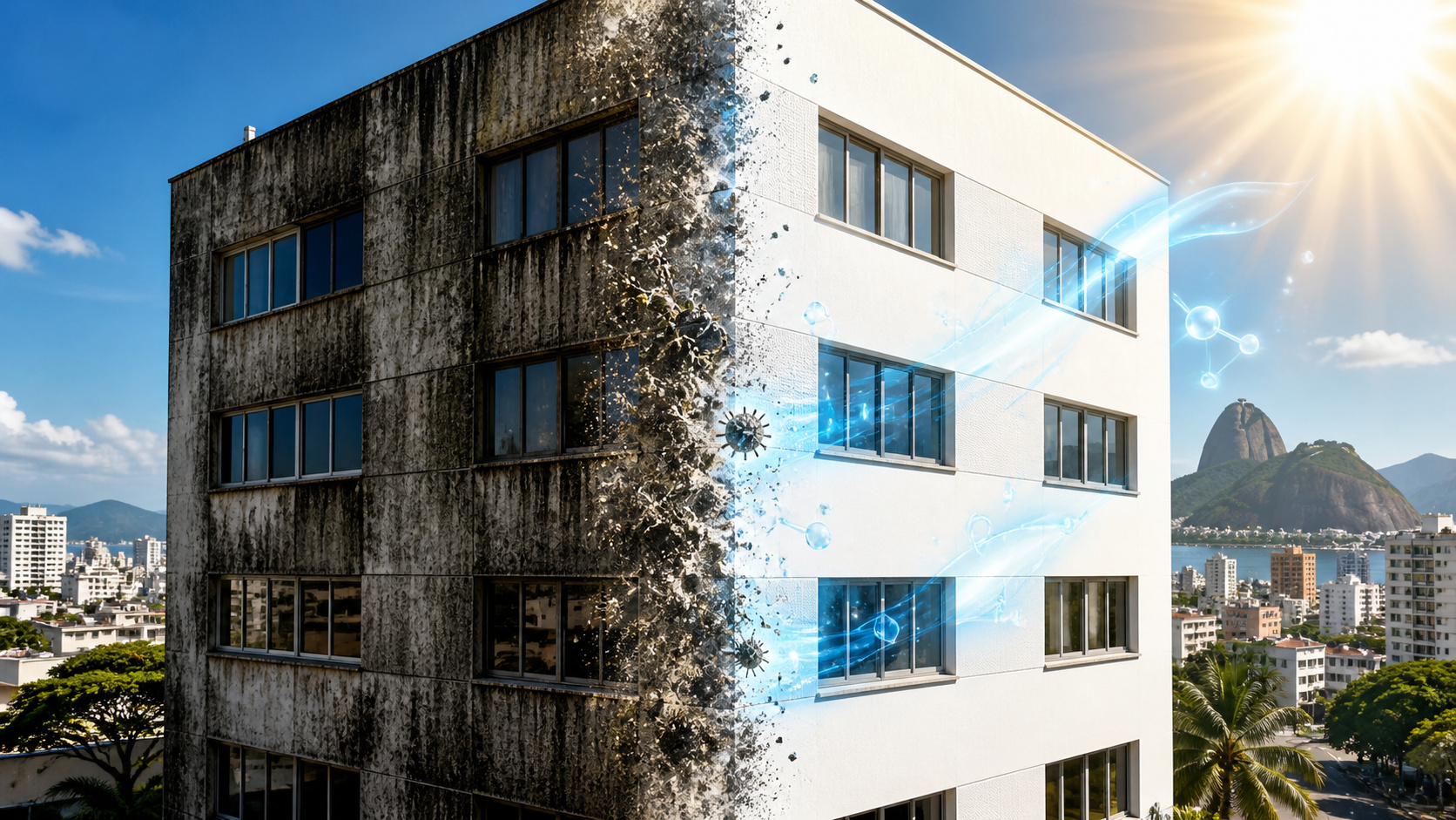 Tinta fotocatalítica que se limpa sozinha com luz do sol usa dióxido de titânio para decompor sujeira, matar bactérias, purificar o ar e surge no Brasil como alternativa a pinturas de fachada que podem custar até R$ 100 mil