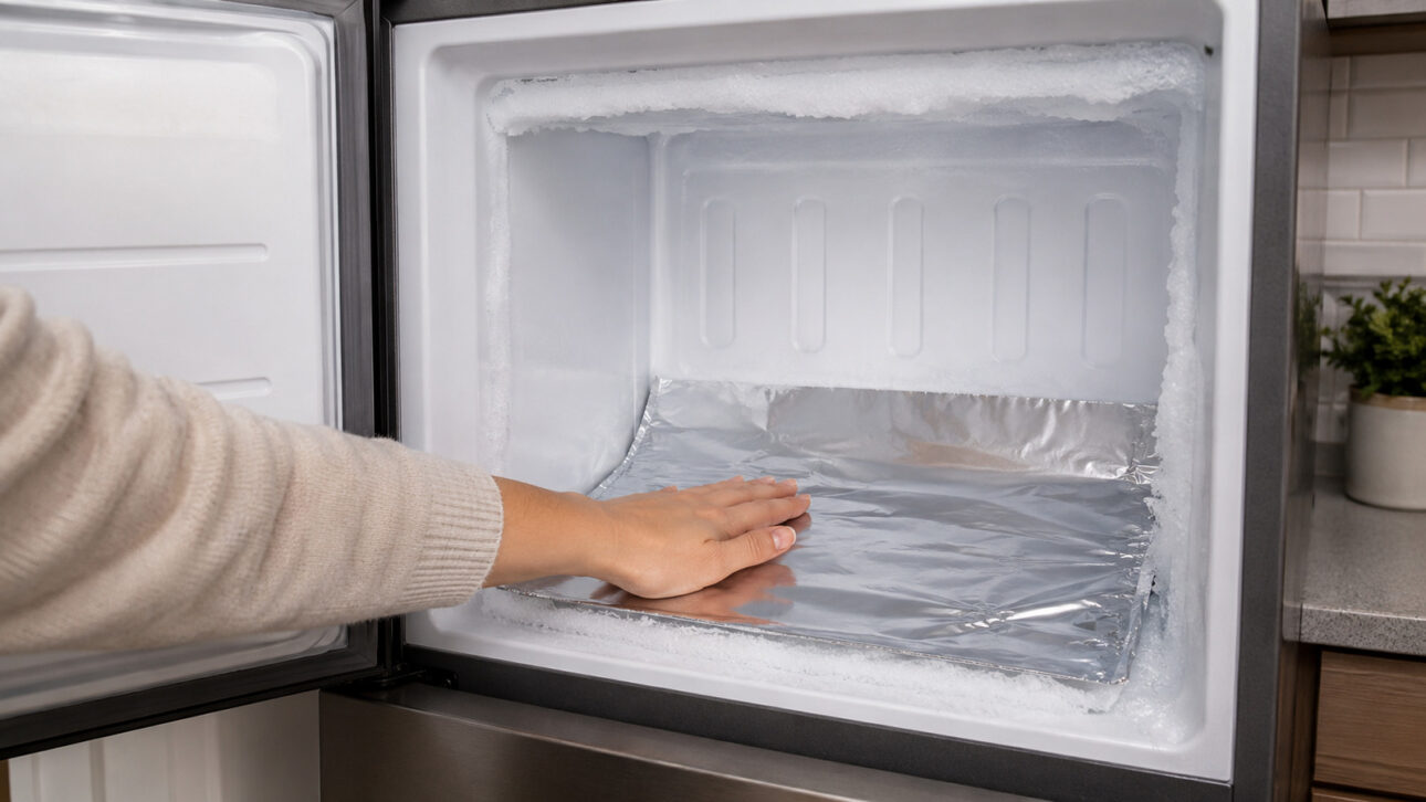 Simple trick with aluminum foil can eliminate excess ice stuck in the freezer without much effort and make cleaning the appliance easier.