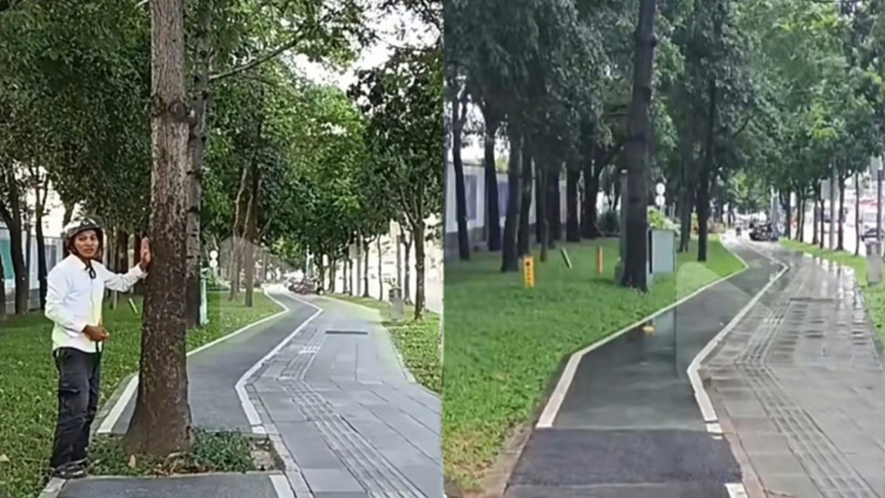 Image of the man inspecting Chinese streets