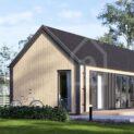 Casa pré-fabricada de 50 m² custa 17.324 euros, tem 2 quartos, madeira, grandes janelas e entrega em até 12 semanas.