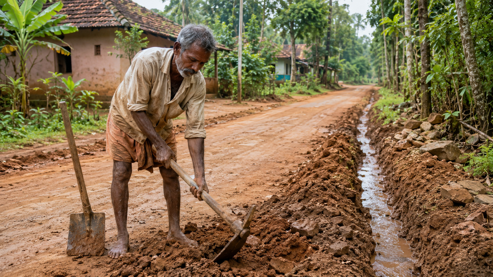 Govinda Malekudiya deixou o trabalho, pegou picareta e pá e construiu uma estrada de meio quilômetro em Peradka