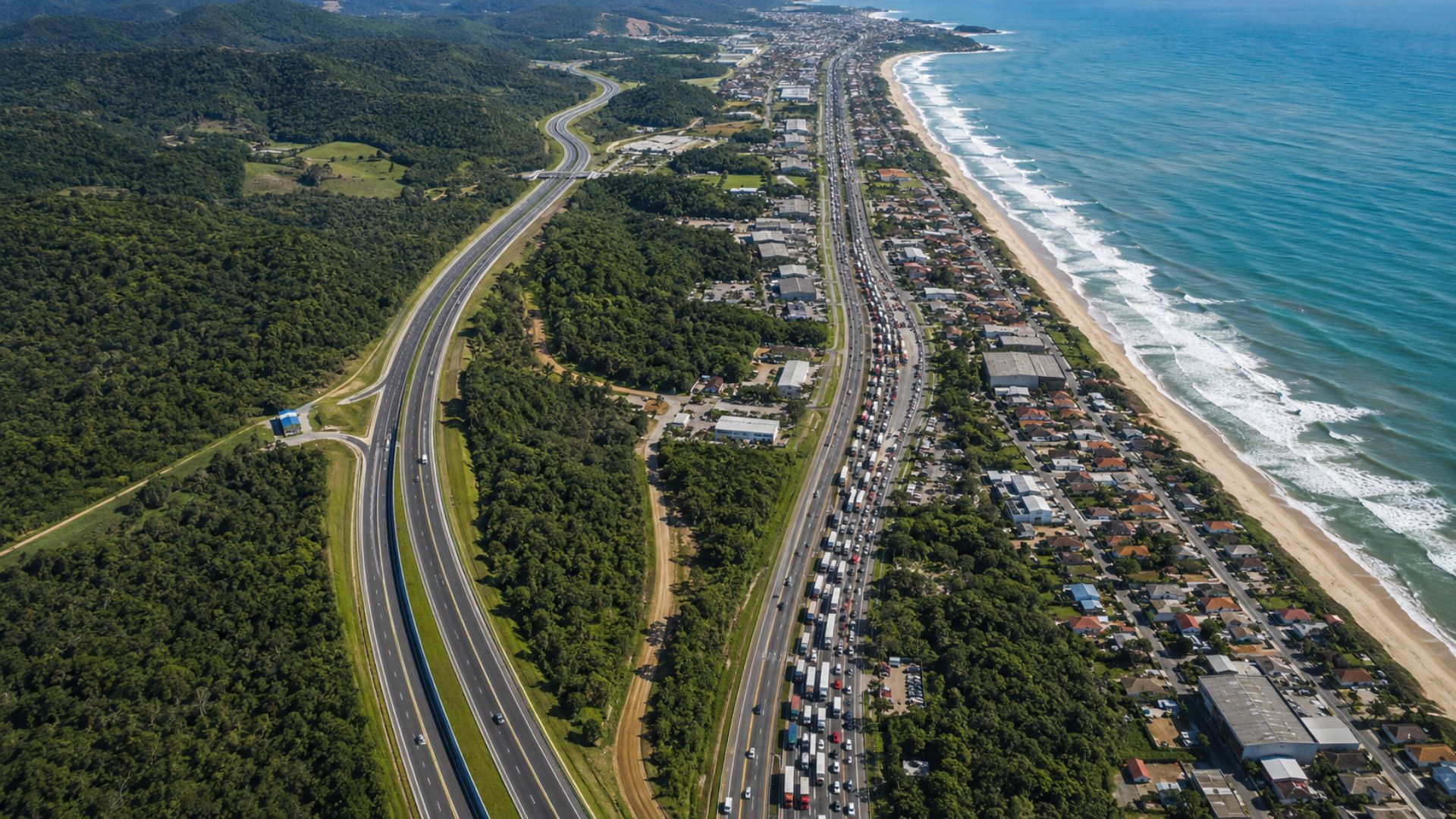 A Via Mar, rodovia que promete desafogar a BR-101 em Santa Catarina, terá pedágio, custará bilhões e enfrenta solo mole que pode atrasar a obra.