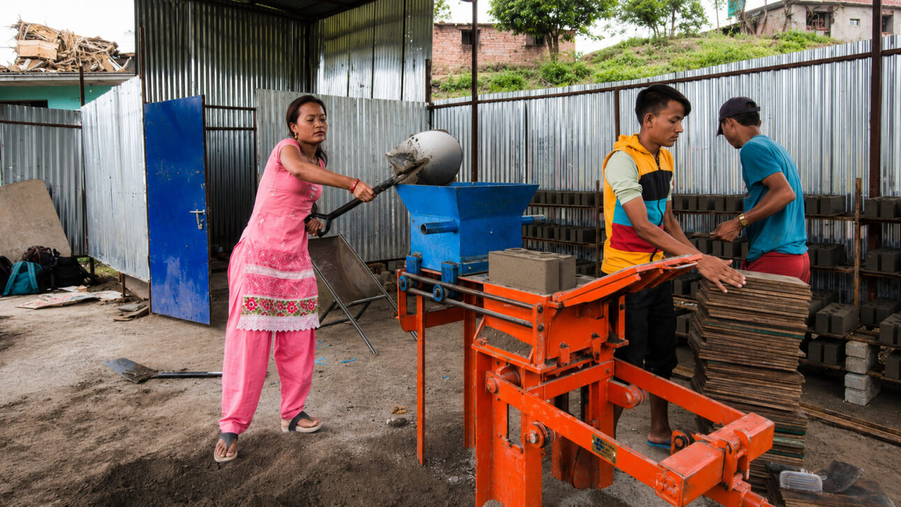 The nearby manufacturing allows the blocks to be produced close to the assisted families.