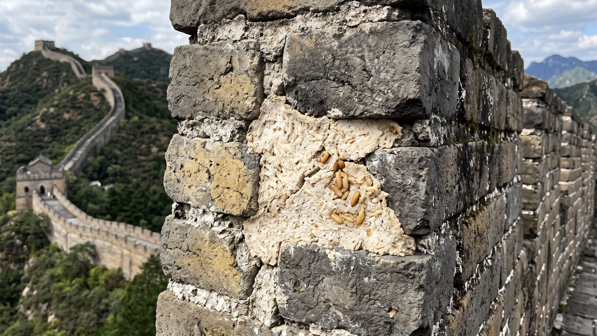 Estudo mostra como o arroz pegajoso fortaleceu a argamassa da China antiga e ajudou muralhas, templos e tumbas a resistirem por séculos.