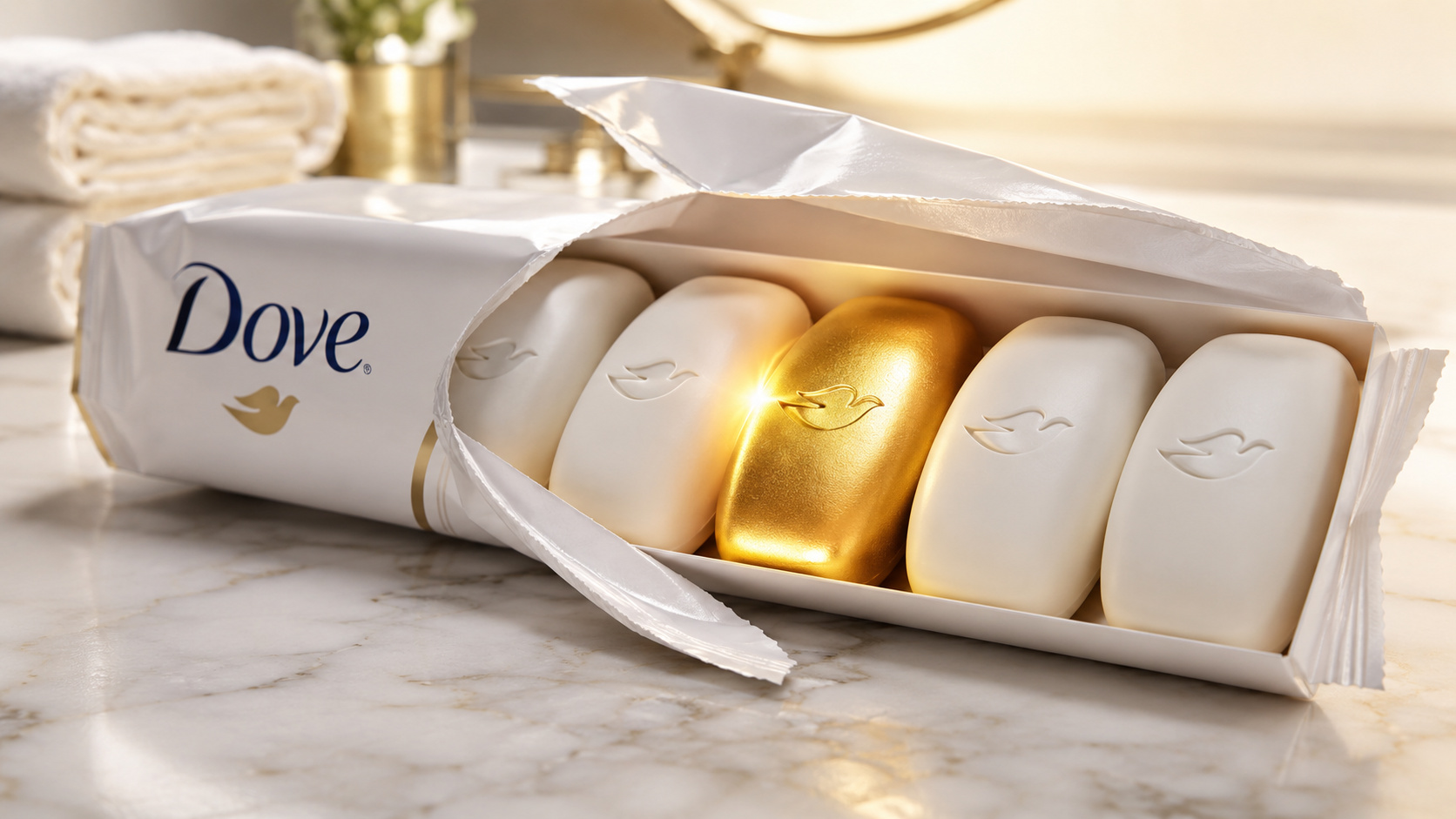 A promoção Dove Dourado coloca R$ 50 mil dentro de pacotes de sabonete vendidos no Brasil