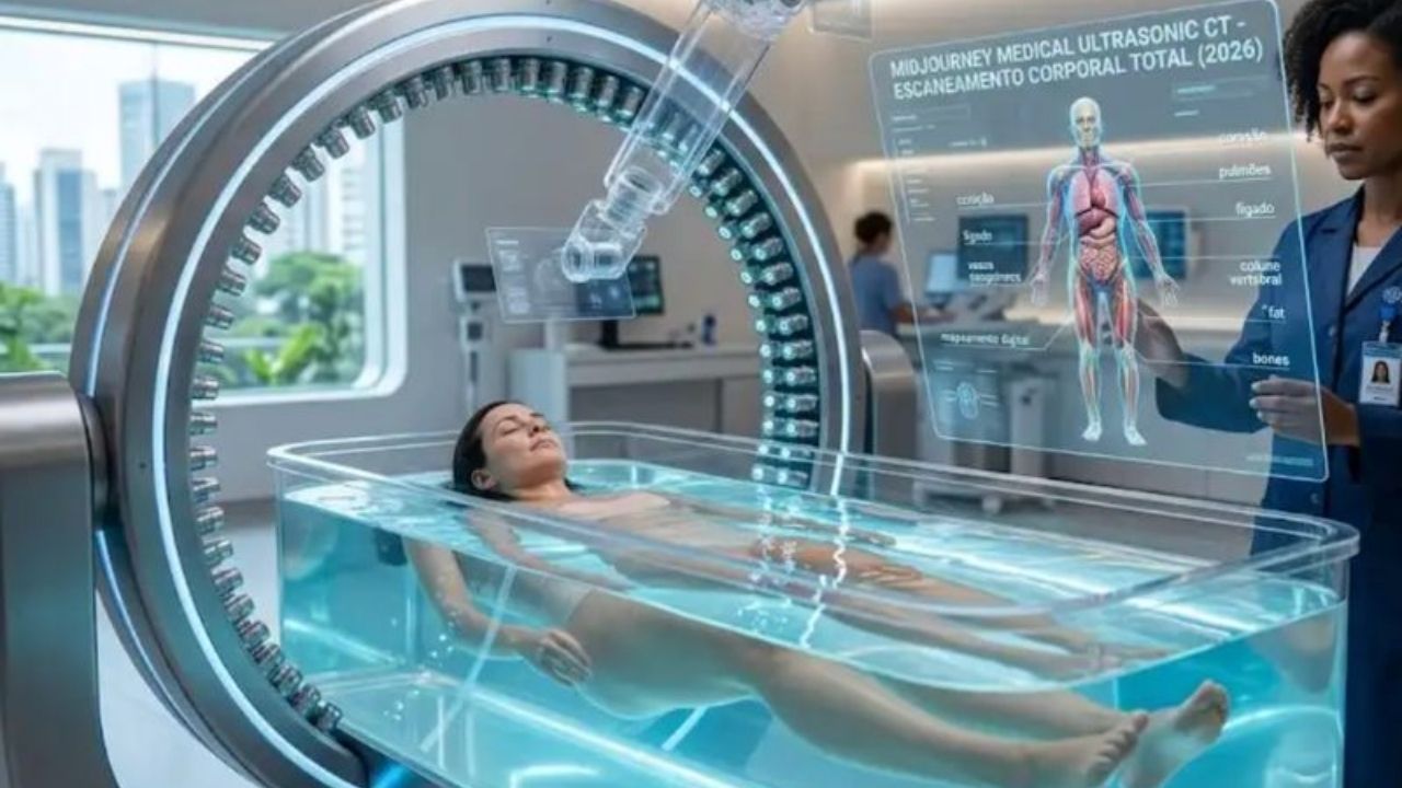 Adeus medo da ressonância Scanner corporal por ultrassom promete mapear o corpo em 60 segundos dentro de uma piscina, sem radiação, sem contraste e com inteligência artificial para