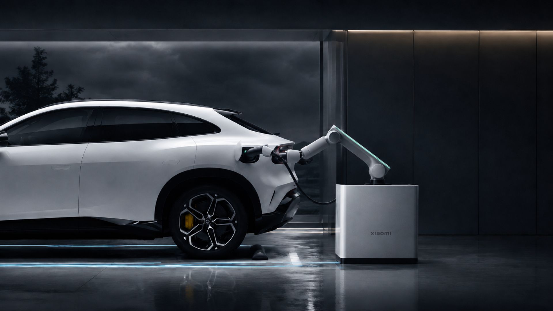 A Xiaomi revelou um braço robótico de carregamento que faz a recarga do carro elétrico sozinho, sem o motorista tocar no cabo, com lançamento em 2026.