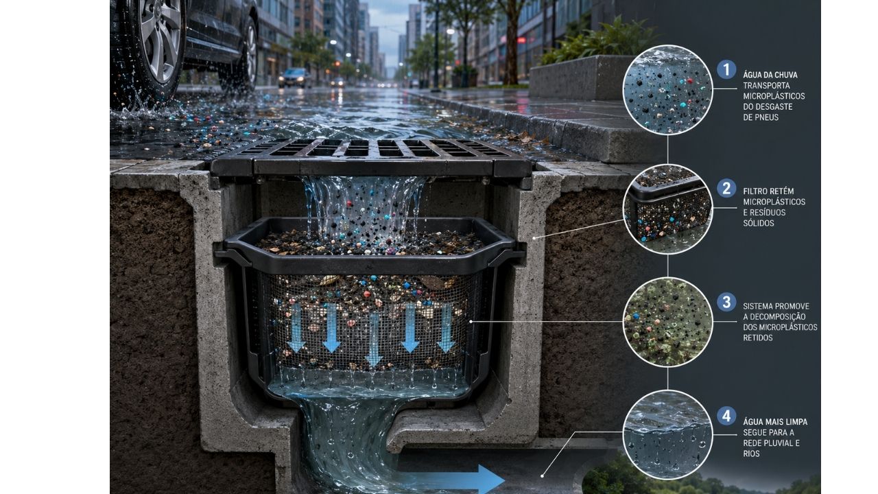 Tire microplastics are blocked by DrainZero drain filter at Earth Prize 2026; solution targets urban rivers.