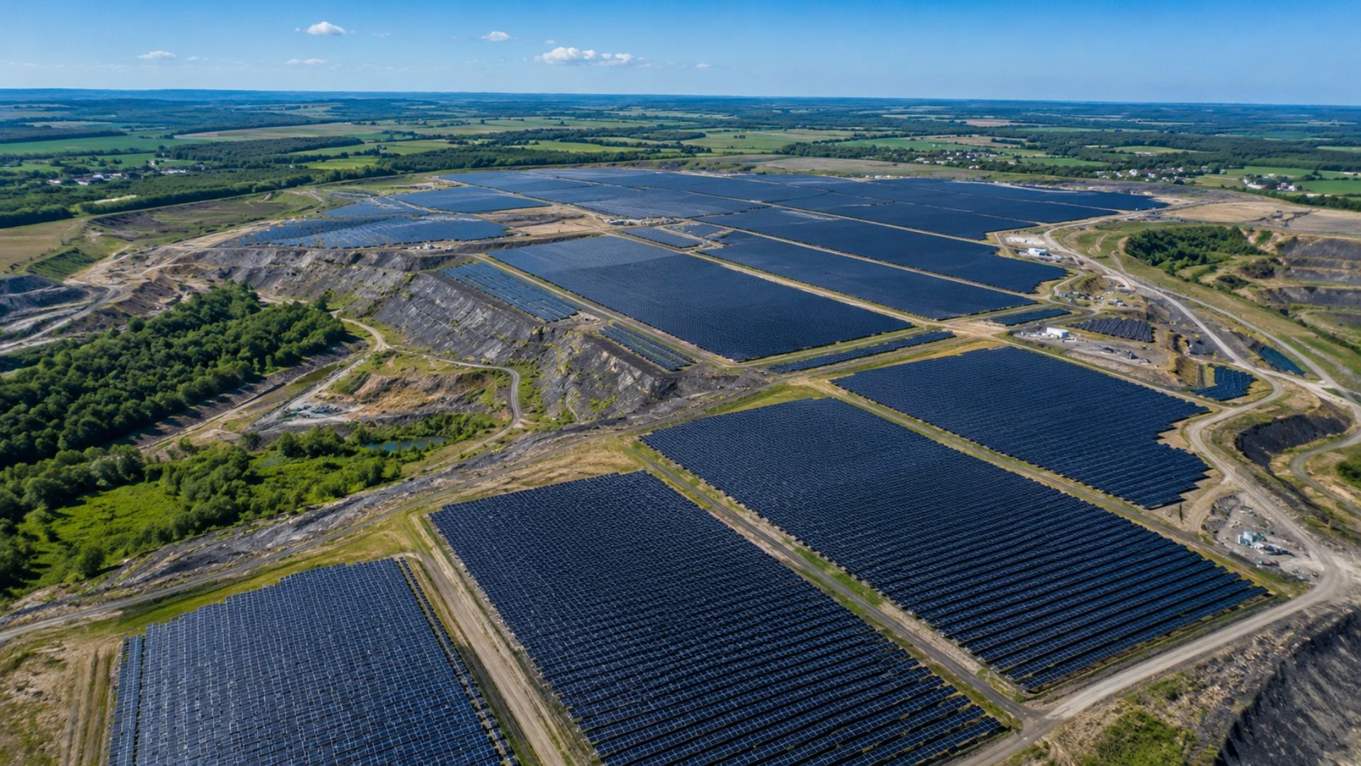 Antiga mina de carvão em Illinois vira fazenda solar comunitária: a Nexamp instalou quase 17 mil painéis solares que geram 9,8 MW e atendem 650 clientes. imagem: ilustrativa
