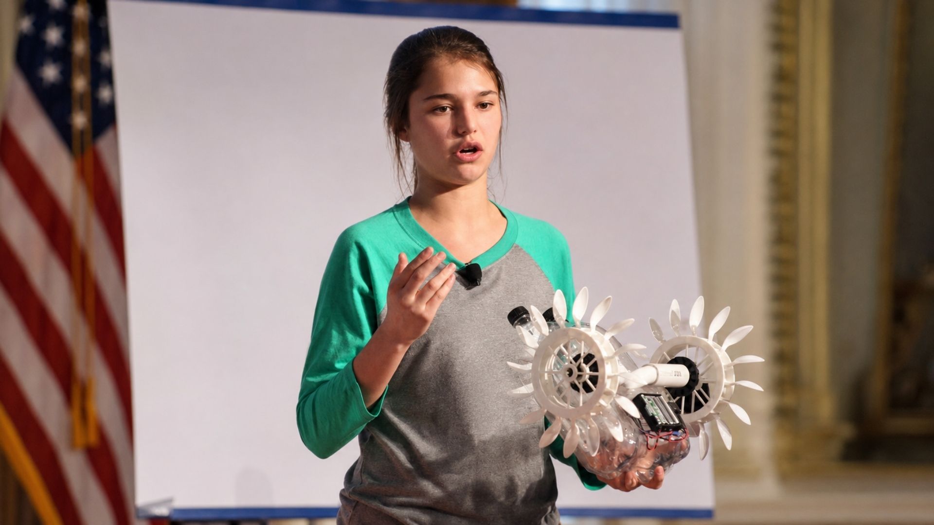 Aos 15 anos, Hannah Herbst criou o gerador oceânico BEACON com cano de PVC e R$ 61 em peças, capaz de gerar energia e levar água a regiões isoladas.