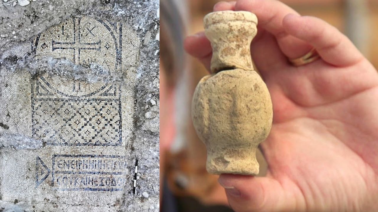 Biblical inscription in mosaic found in Kiryat Gat, Israel, reveals complex with Byzantine wine press.