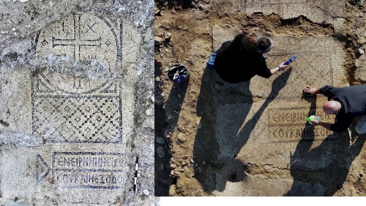 Arqueólogos encontraram em Israel um mosaico bizantino de 1.500 anos com inscrição bíblica em grego, revelaram ruínas de 10 edifícios perto de Kiryat Gat e agora tentam preservar a peça rara (3)
