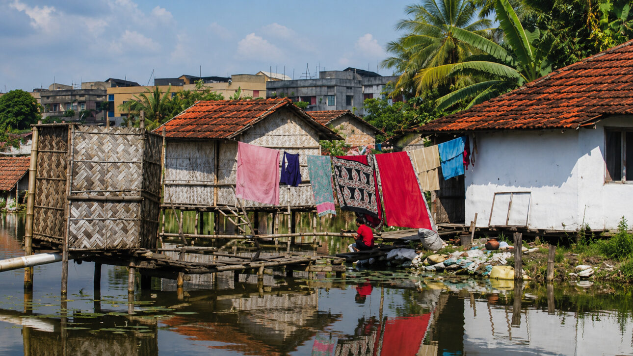As áreas úmidas de Kolkata recebem água residual urbana por canais que chegam a lagoas de peixes e hortas