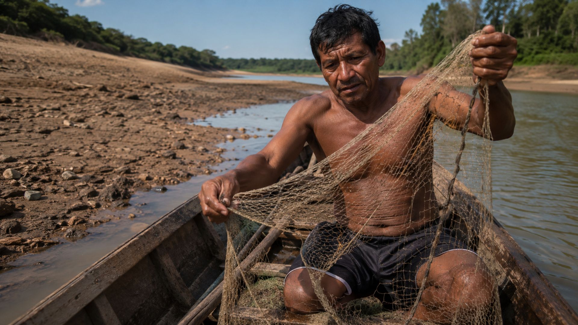 Hidrelétricas do Rio Madeira, Santo Antônio e Jirau: a onda de seca derrubou 39% da pesca artesanal e tirou o peixe das comunidades ribeirinhas da Amazônia.