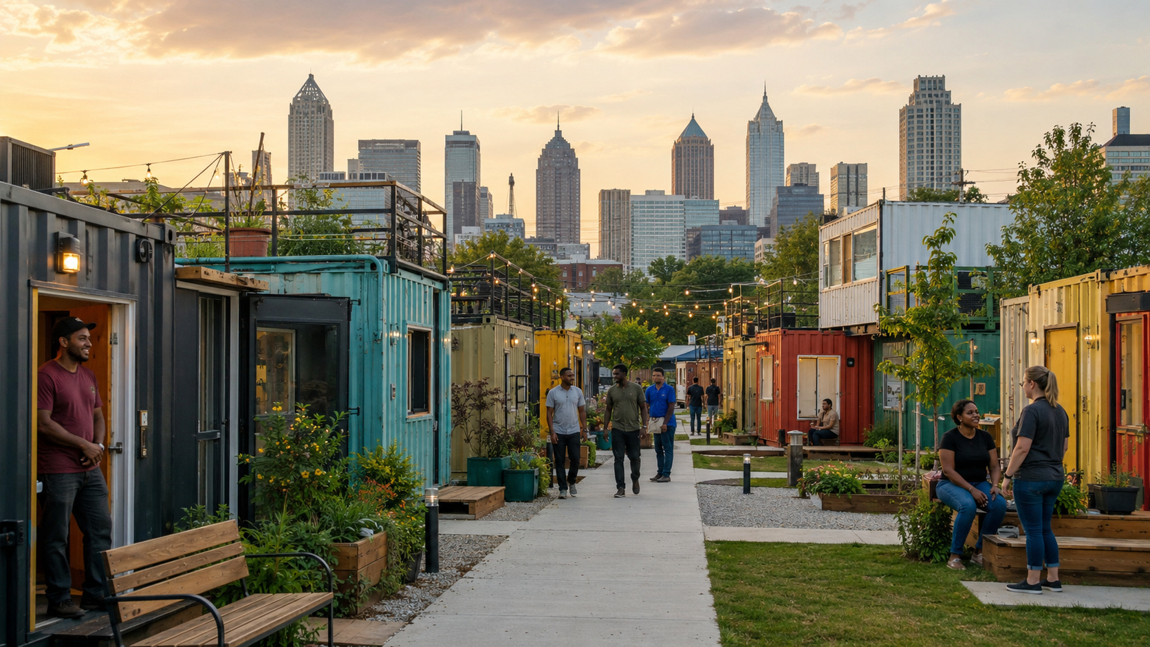 Atlanta transformou contêineres em moradia para sem-teto e reforçou a aposta dos EUA em microcomunidades rápidas, pequenas e mais baratas.
