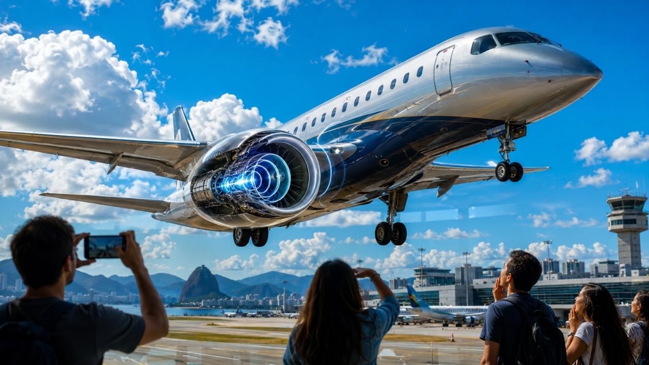 Avião da Embraer intriga passageiros com som parecido com baleia, mas segredo está no motor ruído vem de transição harmônica na câmara de combustão, não representa defeito e mostra (3)